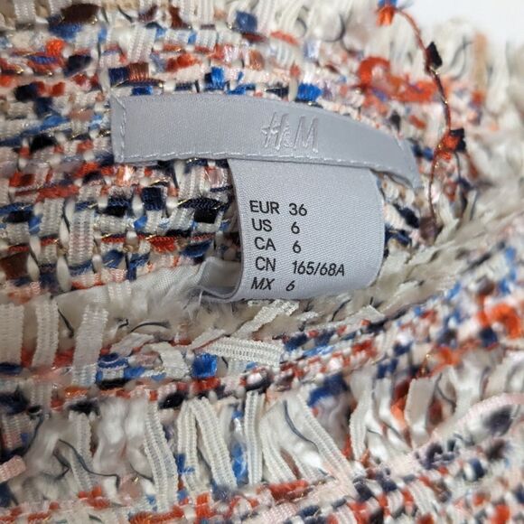 NWT H&M Textured Weave Wrap‎ Over Knee Length Skirt Red Blue Orange 6 - Picture 6 of 8